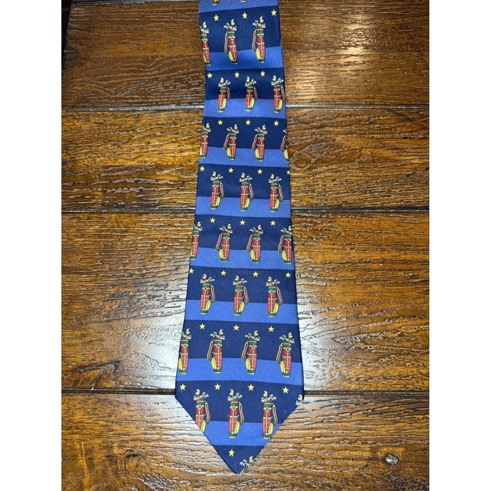 Tommy Hilfiger Golf Bag Tie Blue Novelty Necktie Golfcore Mens